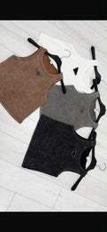 Top Crop a Costine Lavaggio Acid Wash